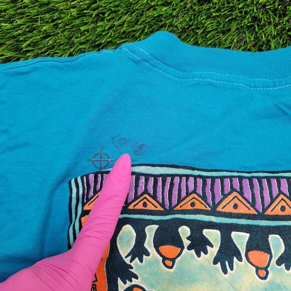 Vintage 1990 Aztec Sunset Art Shirt Medium 18x25 Native-American - Picture 5 of 15